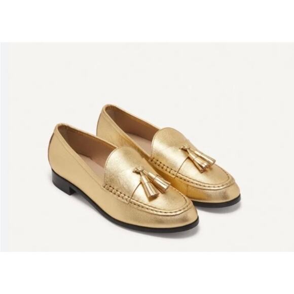 NEW Sandro Matthew Metallic Leather Loafers Gold size 40 / 9.5 - Picture 2 of 9